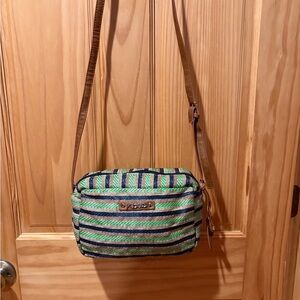 KBAS crossbody bag  blue, green, tan
